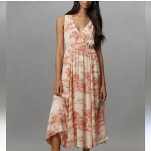 Reformation Cream and Pink Midi Dress